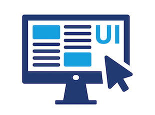 Graphic of a computer screen with UI design